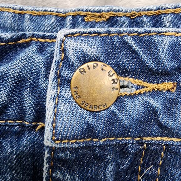 RIP CURL Shorts Womens 30 Blue Amy High Rise Cut Off Rolled Hem Beach Summer - Picture 3 of 14